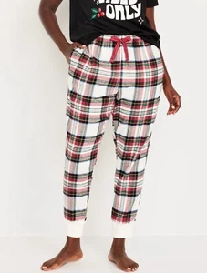 Old Navy Women’s Size 3X ~ White Plaid Tartan Flannel Jogger Pajama Pants NWT - Picture 1 of 5