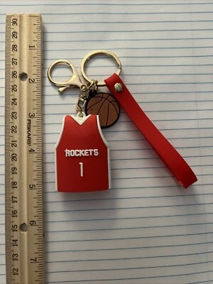 Tracy McGrady #1 Houston Rockets Rubber & Metal Keychain New! Fast Shipping! - Image 1 of 2