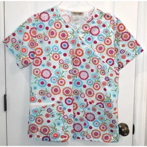 Comfy Cotton Womens Short Sleeve Scrub Top Size L - Picture 1 of 2