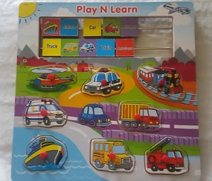 Play N Learn Land/Water/Air Transportation Wooden Puzzle Pre-School - Picture 1 of 4