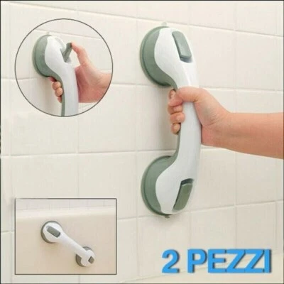 2pz MANIGLIA MANIGLIONE SICUREZZA PER ANZIANI DISABILI DA VASCA DOCCIA A VENTOSA - Immagine 1 di 4