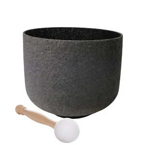 Obsidian F Note Heart Chakra Fusion Frosted Quartz Crystal Singing Bowl  8'' - Picture 1 of 5