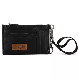 Wrangler Solid Color Key Chain Wristlet Card Wallet - Black - Picture 1 of 3