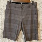 Rusty Surfing Mens Size 31 Utility Series Hybrid Shorts Gray Striped Pockets 10"