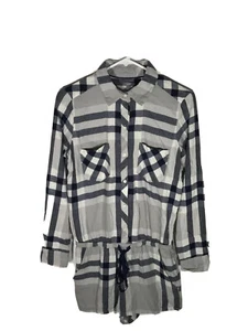 Aerie Juniors One Piece Romper Size Small Plaid Long Sleeve Button Up Drawstring - Picture 1 of 12