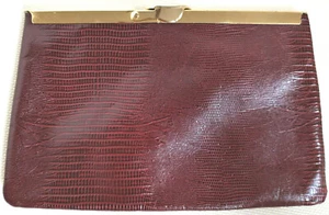 ETRA Oxblood Leather Purse Clutch Convertible Handbag . Gold Tone Accents  - Picture 1 of 8