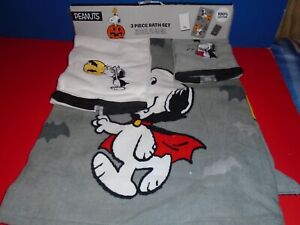 Peanuts Halloween Snoopy 3 Piece Bath Towel Set NEW