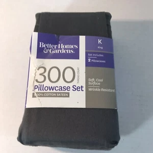 Better Homes & Gardens Gray 100% Cotton Sateen Pillowcase Set Size King New - Picture 1 of 2