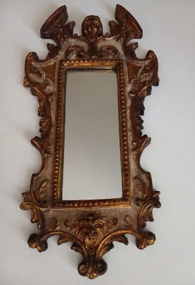 Старинный итальянский позолоченный золотой ручной резьбы, красивое зеркало 19 века  - Изображение 1 из 4