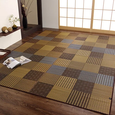 IKEHIKO Tatami mat Japanese rush grass Area Rug Traditional Modern Brown 1366 - Image 1 of 4