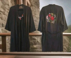 CABERNET 2 PC Set SZ Large Gown & Robe Satin Floral Embroidery ❤️ - Picture 1 of 10