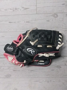 Rawlings Girls Righty Glove 10.5" PL105PW Baseball Softball Pink Black Nice RHT - Picture 1 of 8