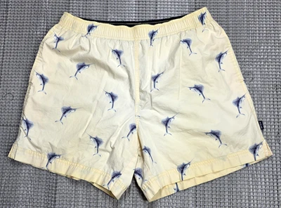 De Colección Años 90 Polo Deportivo Ralph Lauren Estampado de Peces Pantalones Cortos S Amarillo Azul AOP Raro Foto 1 de 4