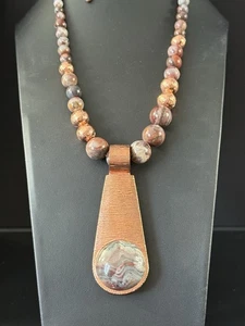 Jay King DTR Large Pendant Jasper And Copper Necklace Adjustable 28"-30" Long G8 - Picture 1 of 13