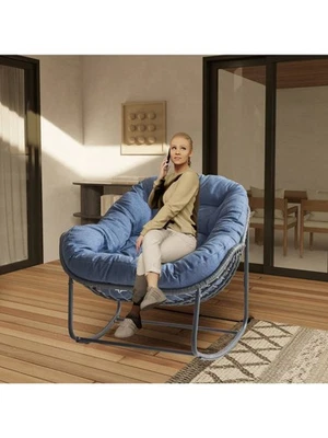 Mecedora Huevo de ratán de gran tamaño con cojín interior exterior Papasan Foto 1 de 4