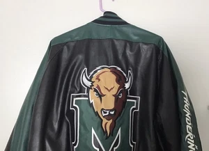 VTG Steve & Barrys Jacket Mens XXL MARSHALL THUNDERING HERD FAUX Leather Bomber - Picture 1 of 14
