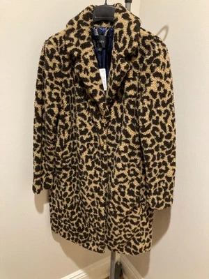 Abrigo Sherpa de Peluche de Lujoso para Mujer J Crew AQ599 Talla Pequeña en Leopardo de Moda Foto 1 de 4