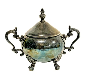 Vintage F. B. Rogers versilbert Zuckerdose mit Fuß Ananas Endstück 6"x8" - Bild 1 von 8