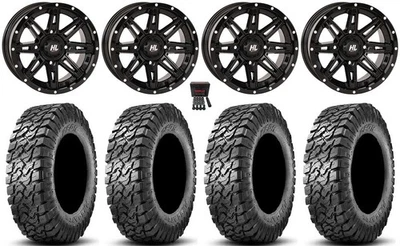 High Lifter HL22 14" Wheels Black 30" Predator Tires Kawasaki Teryx Mule - Image 1 of 4