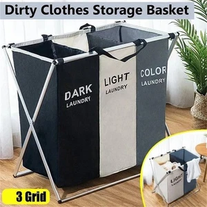 Faltbarer Wäschekorb mit 3 Gittern Wasserdicht Korb Neu Schmutzkleidung Organizer Tasche - Bild 1 von 9