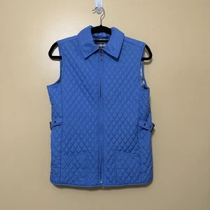 Peck & Peck Women Size Small Blue Quilted Puffer Vest Lightweight Zipper - Picture 1 of 4