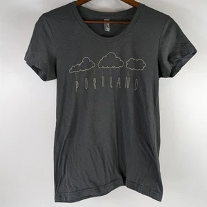 Youth L Portland T-Shirt Rainy Day Gray Short Sleeve Crewneck American Apparel - Picture 1 of 8