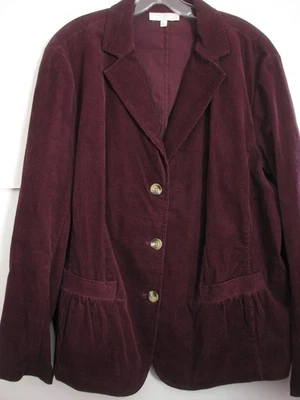 NWOTs Womens Talbots Plus Blazer Size 20W Corduroy Burgundy 2X Jacket NWOTs - Image 1 of 4