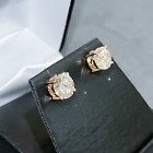 14k Yellow Gold Plated Real Moissanite 2.00 Ct Round Cut Women's Stud Earrings