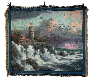 Thomas Kinkade Wohndecke Psalm 91,2 Herr ist Zuflucht Leuchtturm Wandteppich 2000 - Bild 1 von 5