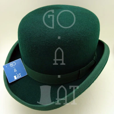 CLÁSICO Lana Fieltro Dura Bowler Derby Top Sombrero Hombres Mujeres | Verde | Talla 52 57 59 61 Foto 1 de 4