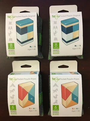 Tegu Wooden Magnetic Blocks Pocket Pouch Lot : Original and Prism - Image 1 of 4