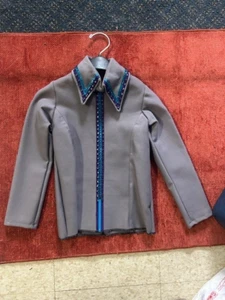 Western SHOW Top Child's Sz. XS Long SLEEVE Gray w/ Rhinestones Leadline VGC - Picture 1 of 2