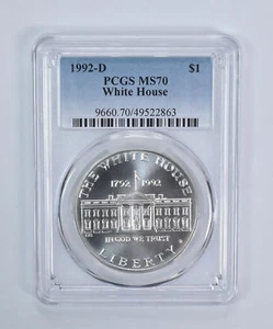 1992-D White House Commemorative Dollar MS70 PCGS Blue Label - Picture 1 of 5