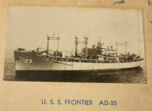 USS FRONTIER AD-25 small framed photograph 4 x 2 1/4 inches - Picture 1 of 4