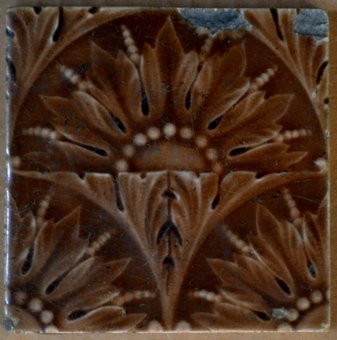 BROSELEY ENGLAND - ANTIQUE ART NOUVEAU MAJOLICA TILE C1900 Cover