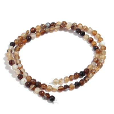 Cuentas espaciadoras redondas de ágata a rayas marrones de piedra natural para hacer joyas 4 6 8 10 12 mm Foto 1 de 4