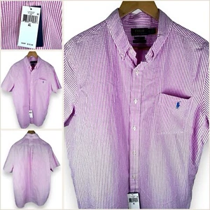 POLO RALPH LAUREN neu XL Seersucker kurzärmeliges Shirt mit Knopfleiste pink - Bild 1 von 24