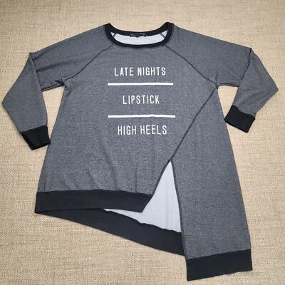 Torrid Sweatshirt Size 2 2X 18 20 Gray Asymmetric Split Cut Out Hem Comfy - Image 1 of 4