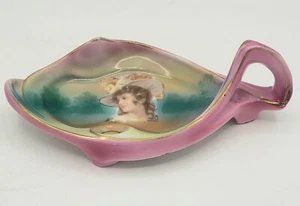 Rare Old Royal Bayreuth Bavarian Porcelain Hand Painted Dish Tray small w handle - Picture 1 of 10