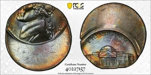 1983 P 5c Nickel Struck 60% Off Center PCGS MS66+ Toned with Fully Struck Stairs - Picture 1 of 3