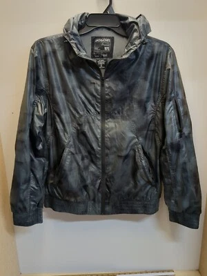 Chaqueta con Capucha Jack & Jones Para Hombre Nylon Cremallera Completa Negra/Gris • Diseño Talla XL  Foto 1 de 4