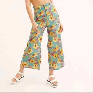 Flynn Skye Pant Damen High Waist Floral Crop Hose Gr. L Neu mit Etikett - Bild 1 von 7