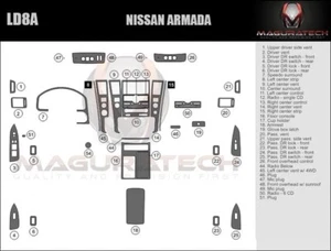 Fits Nissan Armada 2008-2015 NO Factory Wood Large Premium Wood Dash Trim Kit - Bild 1 von 3