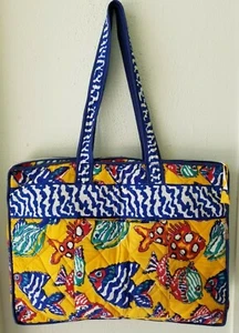 Soma Jaipur Beach Tote Fish Patters Quilted Lined made in India NEW NWT - Picture 1 of 12
