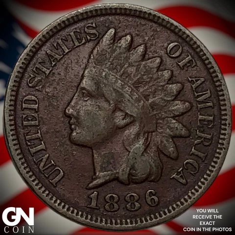 1886 Type 2 Indian Head Cent Penny  Q6043 Cover