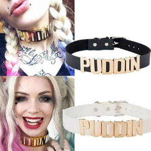 Necklace Suicide Squad Harley Quinn Puddin Leather Neck Collar Choker Cosplay - Picture 1 of 6