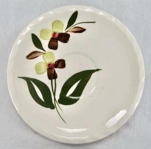 Blue Ridge Southern Pottery Piattino Spray Verde Marrone Fiori Bordo Piecrosta (O2) - Foto 1 di 2