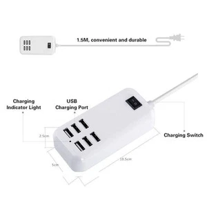 6 Port 30W USB Wall Charger Multi-Port AC Power Adapter for USB-Powered Devices - Picture 1 of 9