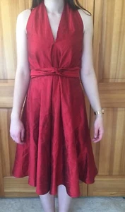 Vestido Clásico Sastre Rojo Seda A Line 100% Seda xs Extra Pequeño - Imagen 1 de 9