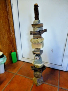 Stein Holz Stele Säule Steinstele 94 cm 12 Kg Steinsäule Steinturm Garten DEKO - Bild 1 von 4